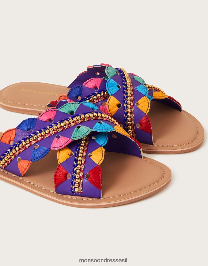 הַנעָלָה Monsoon סליידרים מעוטרים רפיה סָגוֹל נשים HTJ0TZ1550