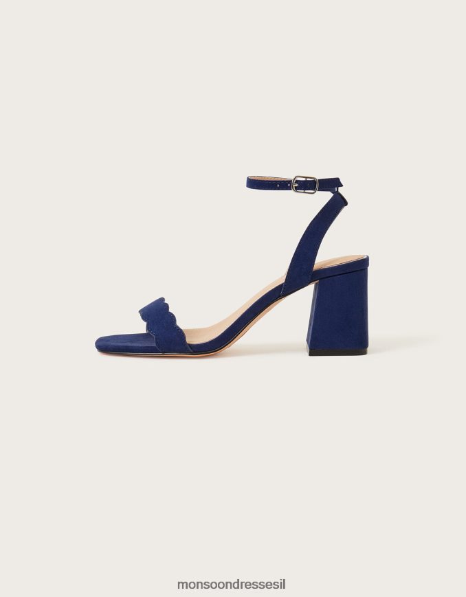 הַנעָלָה Monsoon סנדלי עקב בלוק סקאלופ כחול (צי) נשים HTJ0TZ1552