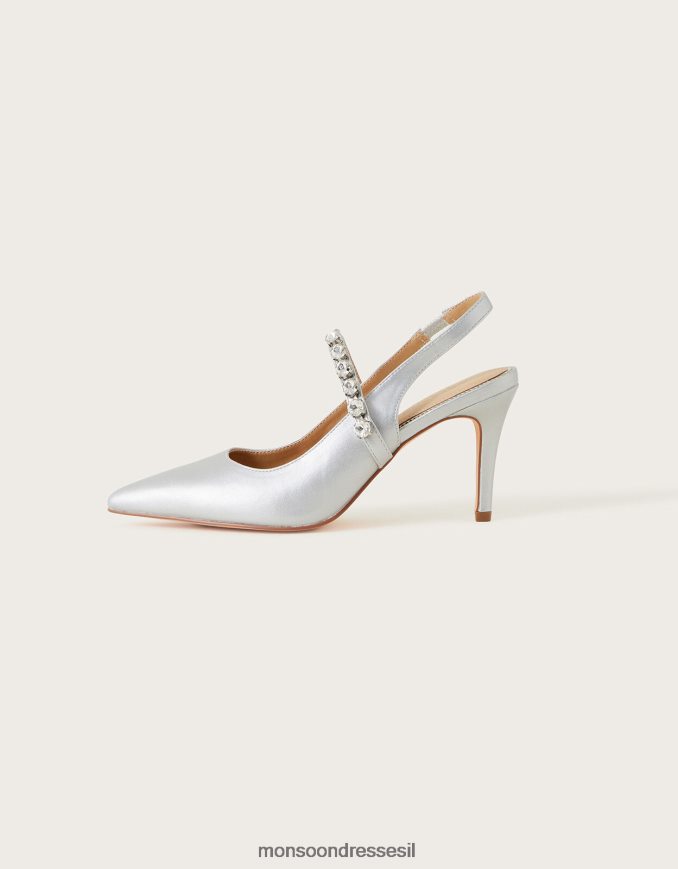 הַנעָלָה Monsoon נעלי עקב מתכתיות מחודדות של יהלום כסף נשים HTJ0TZ1555