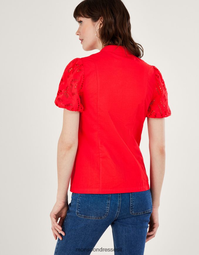 הַלבָּשָׁה Monsoon חולצת גזרות קלרה אָדוֹם נשים HTJ0TZ155