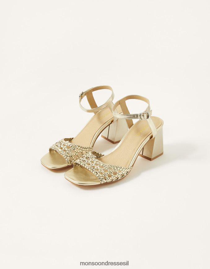 הַנעָלָה Monsoon סנדלי עקב בלוק ארוגים ונדי זהב נשים HTJ0TZ1562