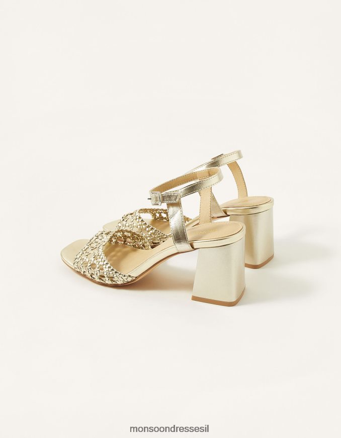 הַנעָלָה Monsoon סנדלי עקב בלוק ארוגים ונדי זהב נשים HTJ0TZ1562