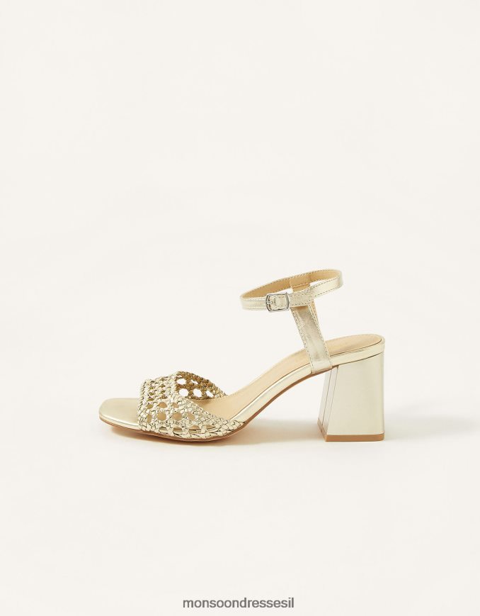 הַנעָלָה Monsoon סנדלי עקב בלוק ארוגים ונדי זהב נשים HTJ0TZ1562