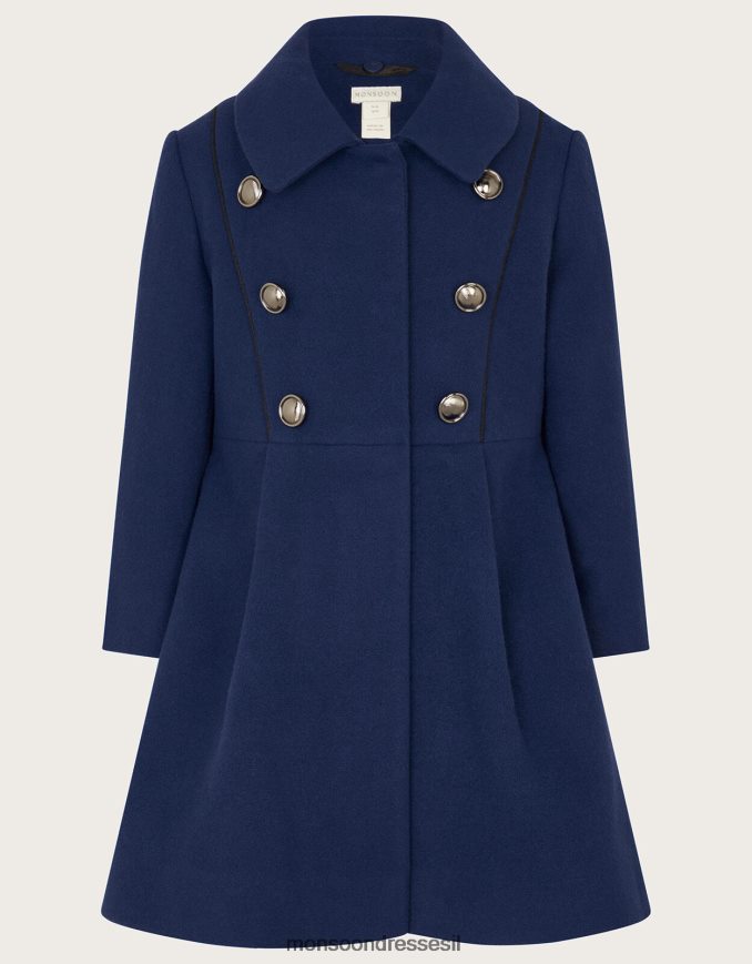 הַלבָּשָׁה Monsoon מעיל פרווה מלאכותית בסגנון צבאי כְּחוֹל ילדה HTJ0TZ1568