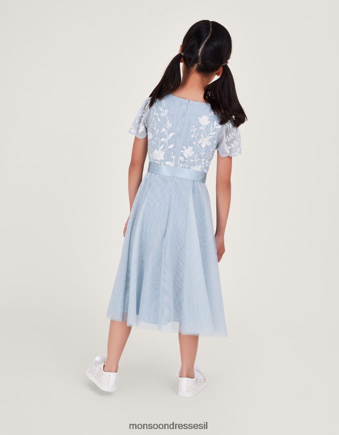 הַלבָּשָׁה Monsoon שמלת מסיבה רקומה מטול רקמת אמי כְּחוֹל ילדה HTJ0TZ1569