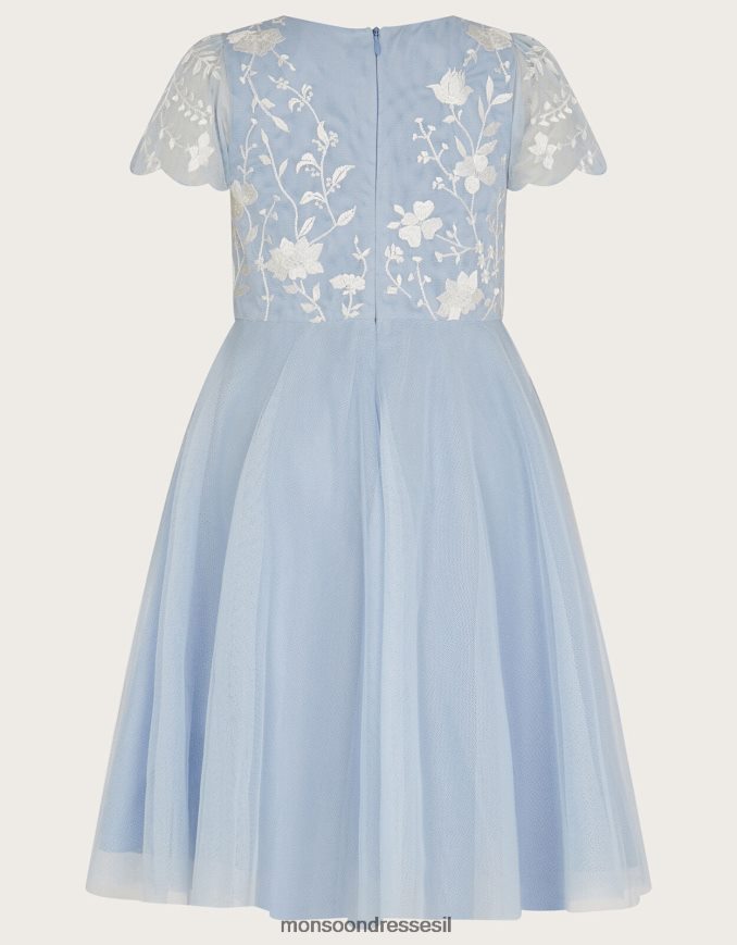 הַלבָּשָׁה Monsoon שמלת מסיבה רקומה מטול רקמת אמי כְּחוֹל ילדה HTJ0TZ1569