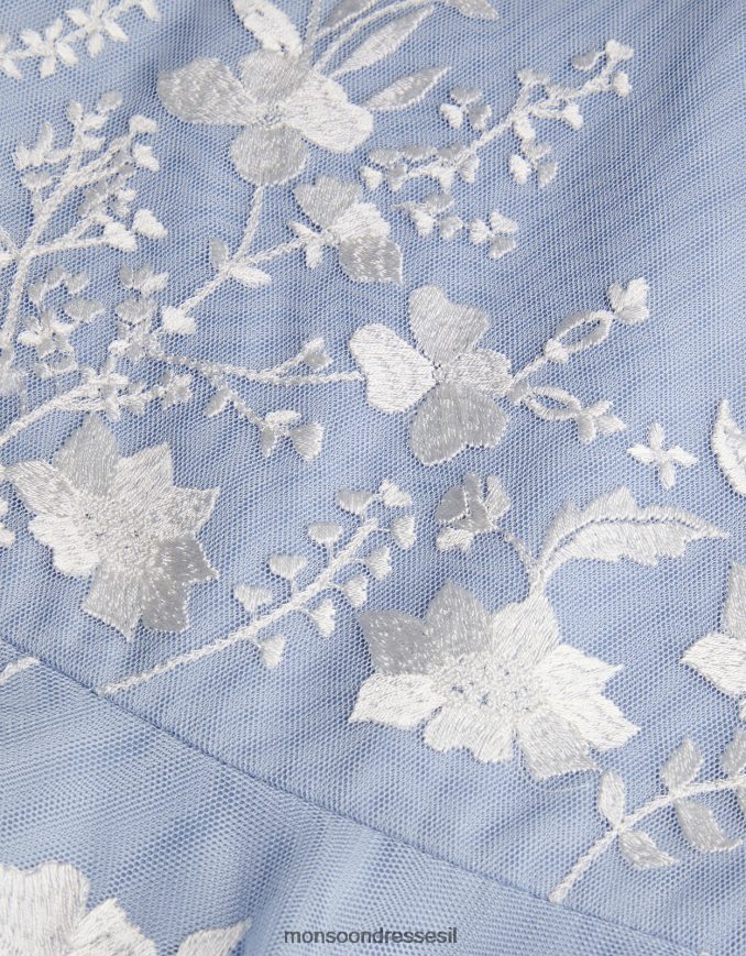 הַלבָּשָׁה Monsoon שמלת מסיבה רקומה מטול רקמת אמי כְּחוֹל ילדה HTJ0TZ1569