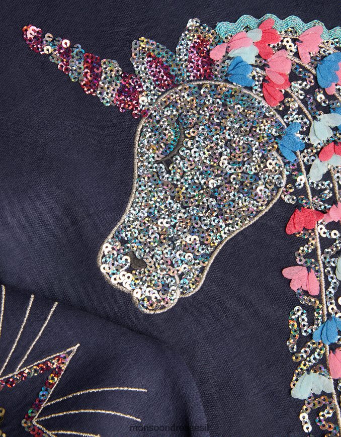 הַלבָּשָׁה Monsoon שמלת זיעה של חד קרן כחול (צי) ילדה HTJ0TZ1575