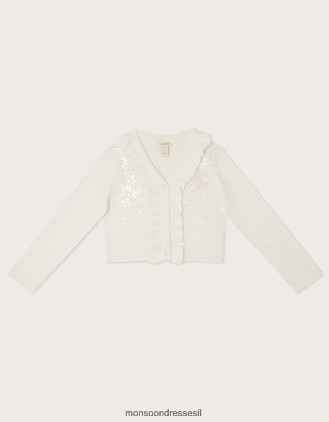 הַלבָּשָׁה Monsoon קרדיגן נצנצים מלמלה שֶׁנהָב ילדה HTJ0TZ1580