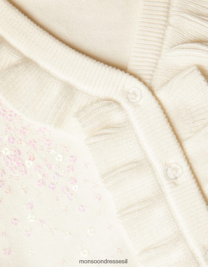 הַלבָּשָׁה Monsoon קרדיגן נצנצים מלמלה שֶׁנהָב ילדה HTJ0TZ1580