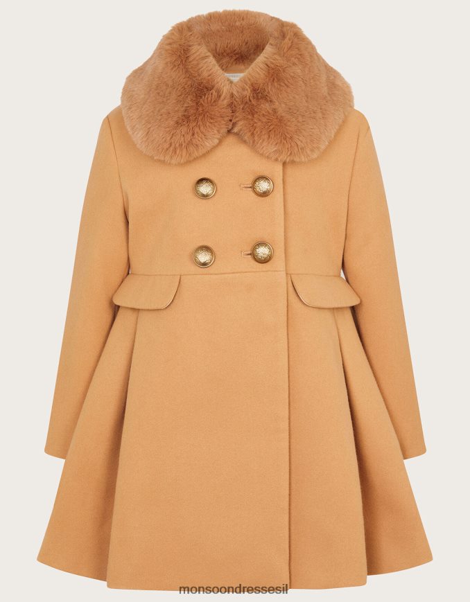 הַלבָּשָׁה Monsoon מעיל כיס כפול חזה גָמָל ילדה HTJ0TZ1581