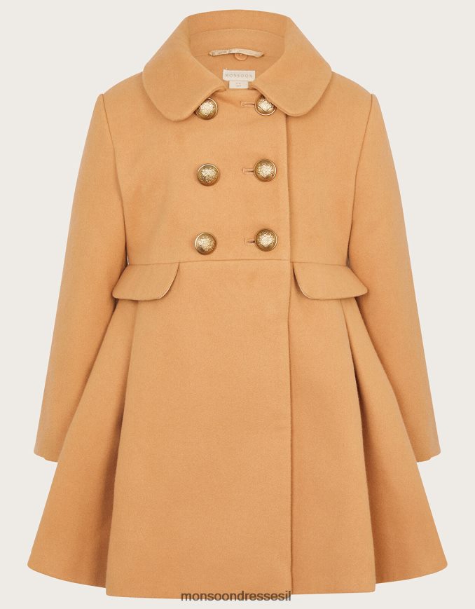 הַלבָּשָׁה Monsoon מעיל כיס כפול חזה גָמָל ילדה HTJ0TZ1581