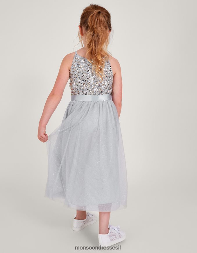 הַלבָּשָׁה Monsoon שמלת נצנצים ממוחזרים של אמת אפור ילדה HTJ0TZ1586