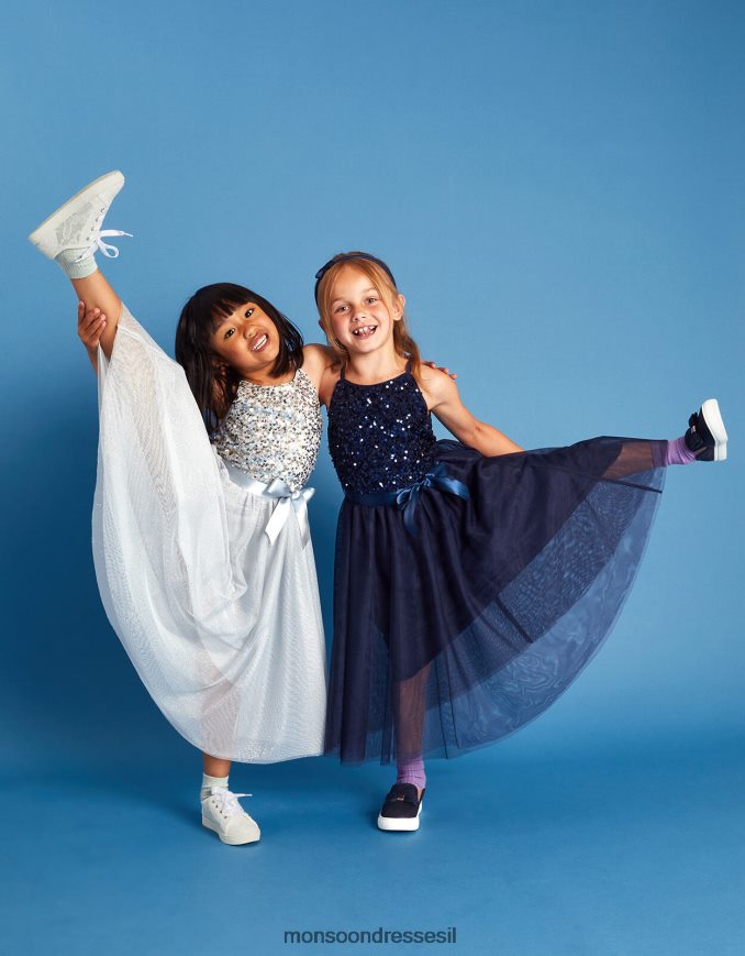 הַלבָּשָׁה Monsoon שמלת נצנצים ממוחזרים של אמת אפור ילדה HTJ0TZ1586