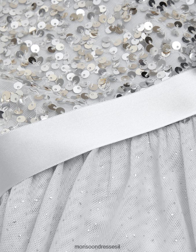 הַלבָּשָׁה Monsoon שמלת נצנצים ממוחזרים של אמת אפור ילדה HTJ0TZ1586