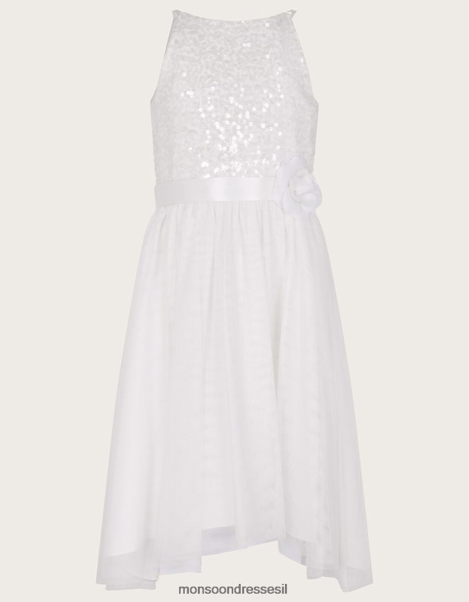 הַלבָּשָׁה Monsoon שמלת שושבינה עם נצנצים של אמת שֶׁנהָב ילדה HTJ0TZ1587