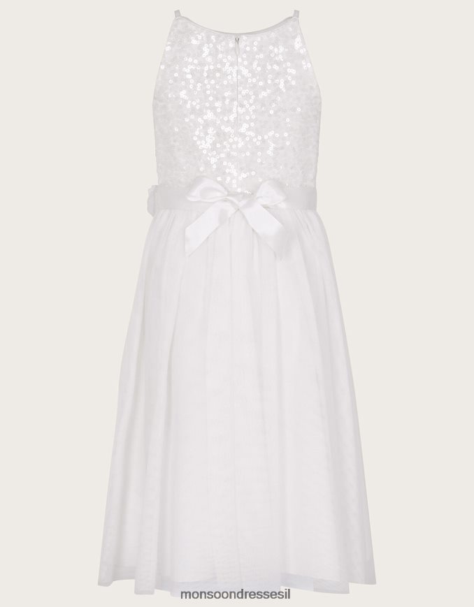 הַלבָּשָׁה Monsoon שמלת שושבינה עם נצנצים של אמת שֶׁנהָב ילדה HTJ0TZ1587