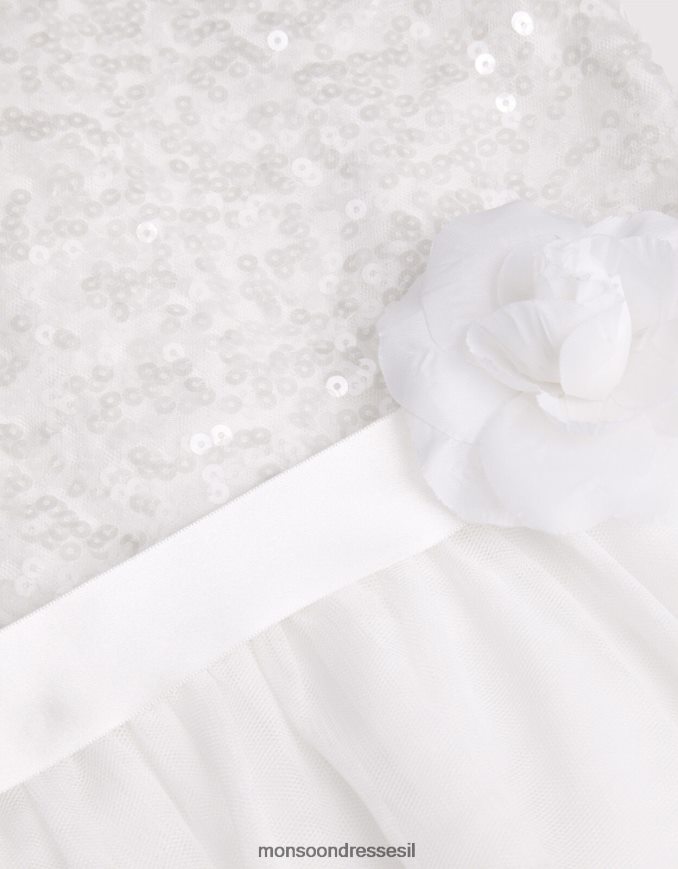 הַלבָּשָׁה Monsoon שמלת שושבינה עם נצנצים של אמת שֶׁנהָב ילדה HTJ0TZ1587