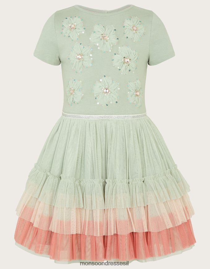 הַלבָּשָׁה Monsoon שמלת פרח דיסקו ירוק (מרווה) ילדה HTJ0TZ1590