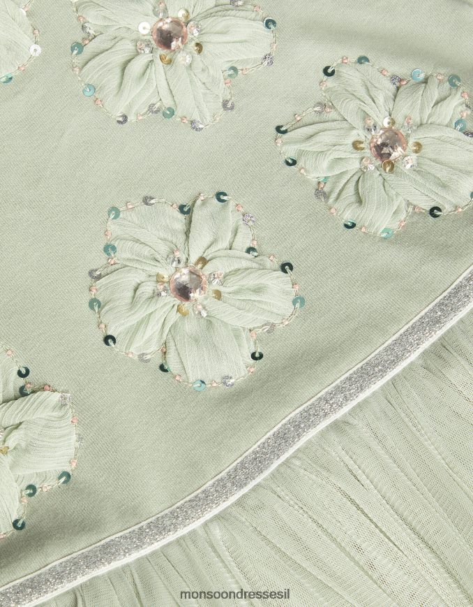 הַלבָּשָׁה Monsoon שמלת פרח דיסקו ירוק (מרווה) ילדה HTJ0TZ1590