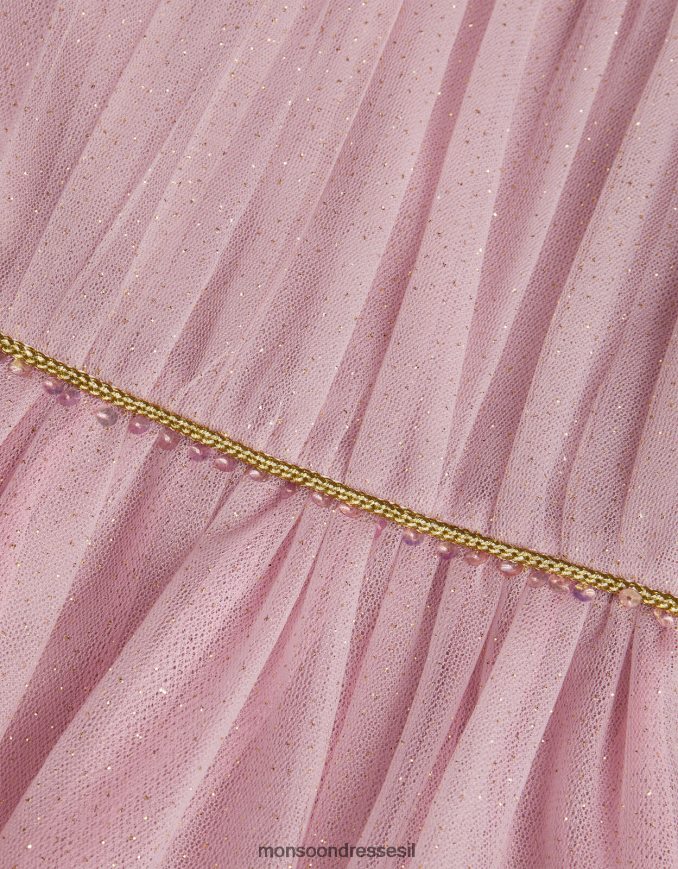 הַלבָּשָׁה Monsoon ארץ הפלא שמלת טוניקה של סלינה שימר חצי שרוול ורוד (ורוד כהה) ילדה HTJ0TZ1592