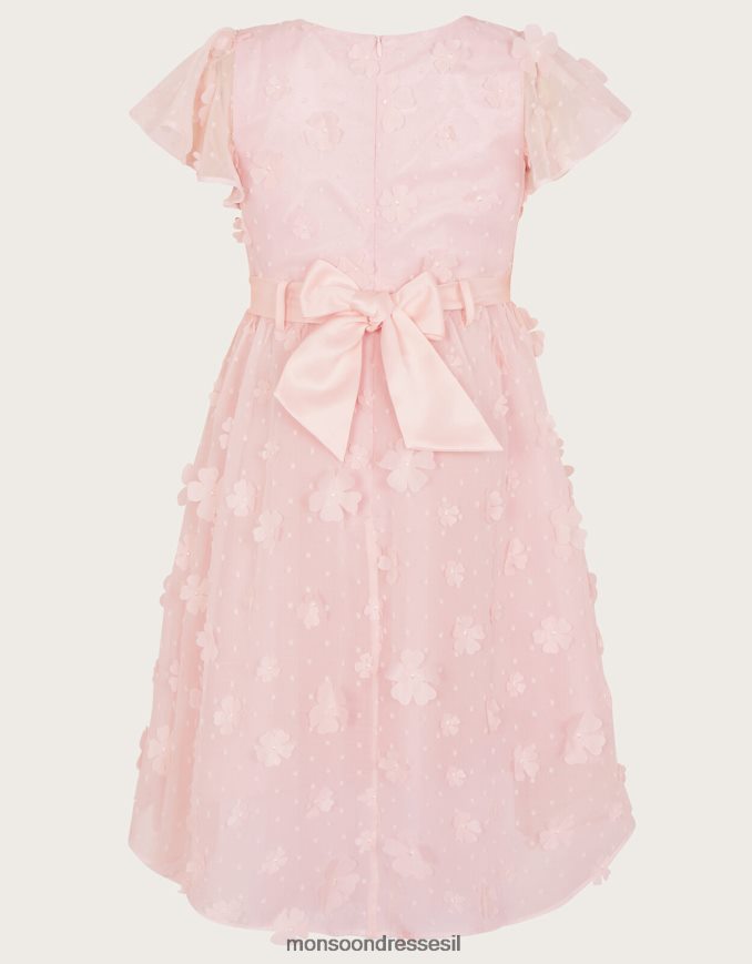 הַלבָּשָׁה Monsoon שמלת פרחים תלת מימדית של פטוניה וָרוֹד ילדה HTJ0TZ1593