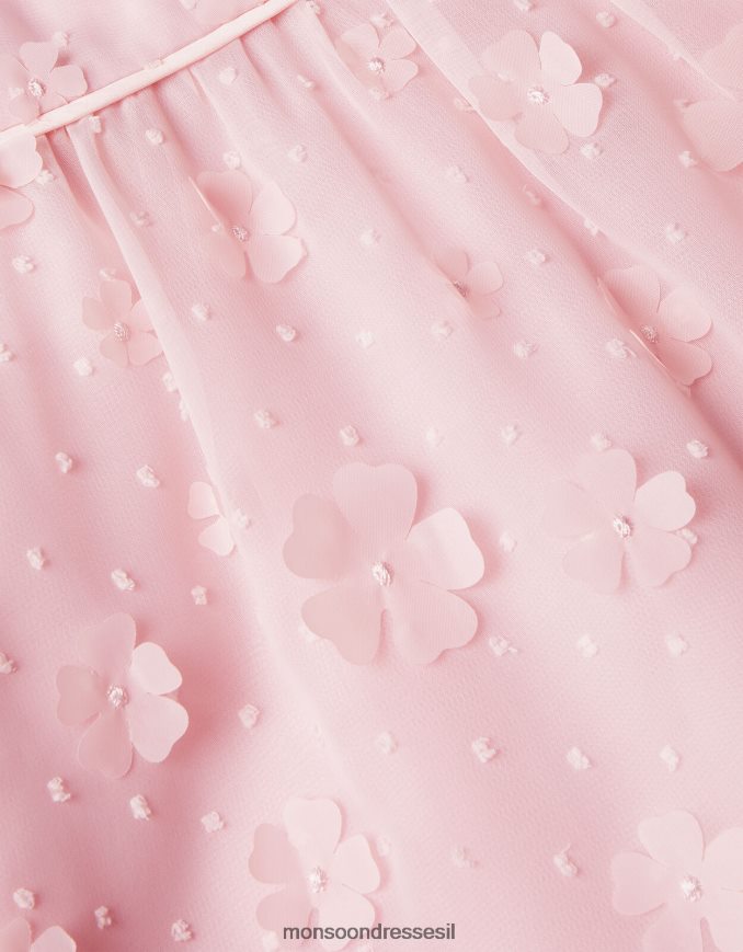 הַלבָּשָׁה Monsoon שמלת פרחים תלת מימדית של פטוניה וָרוֹד ילדה HTJ0TZ1593