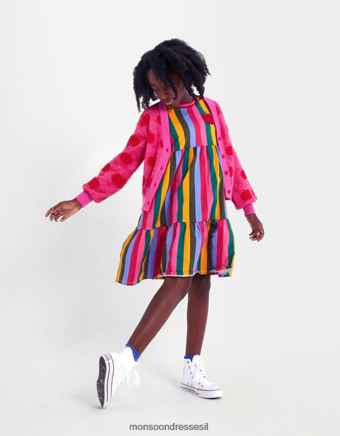 הַלבָּשָׁה Monsoon שמלת ג'רסי עם פסים רַב ילדה HTJ0TZ1598