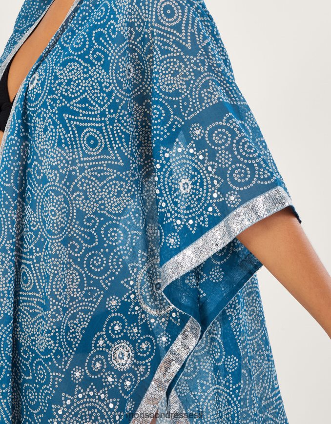 הַלבָּשָׁה Monsoon כיסוי הדפס בנדהאני כְּחוֹל נשים HTJ0TZ159