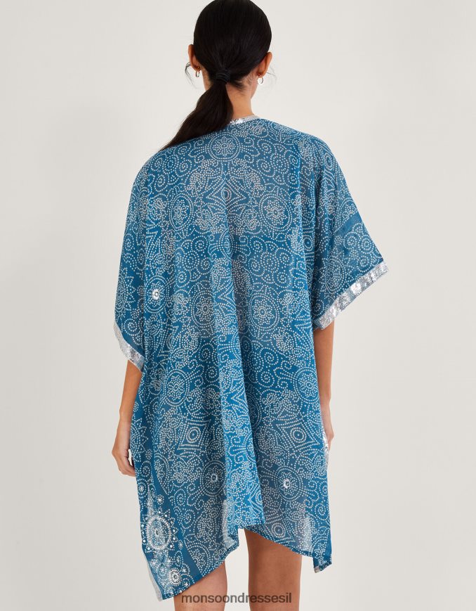 הַלבָּשָׁה Monsoon כיסוי הדפס בנדהאני כְּחוֹל נשים HTJ0TZ159