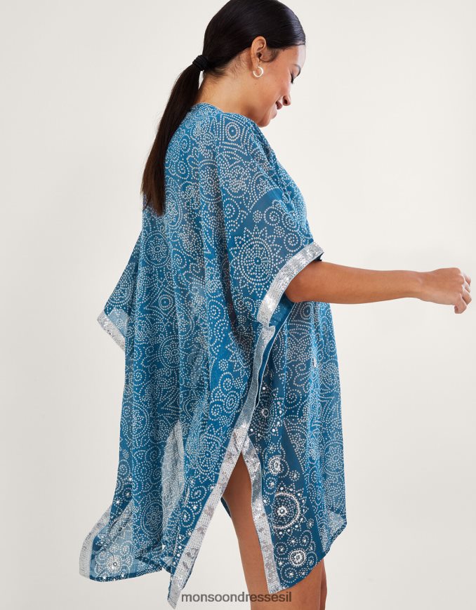 הַלבָּשָׁה Monsoon כיסוי הדפס בנדהאני כְּחוֹל נשים HTJ0TZ159