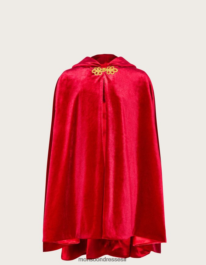 הַלבָּשָׁה Monsoon ארץ הפלא שכמיית ברדס מקטיפה אָדוֹם ילדה HTJ0TZ1600