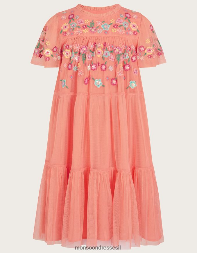 הַלבָּשָׁה Monsoon שמלת טול רקומה כתום (אלמוגים) ילדה HTJ0TZ1601