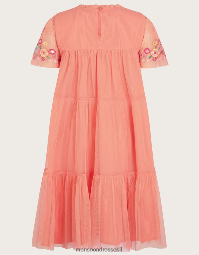 הַלבָּשָׁה Monsoon שמלת טול רקומה כתום (אלמוגים) ילדה HTJ0TZ1601