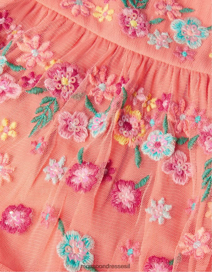 הַלבָּשָׁה Monsoon שמלת טול רקומה כתום (אלמוגים) ילדה HTJ0TZ1601