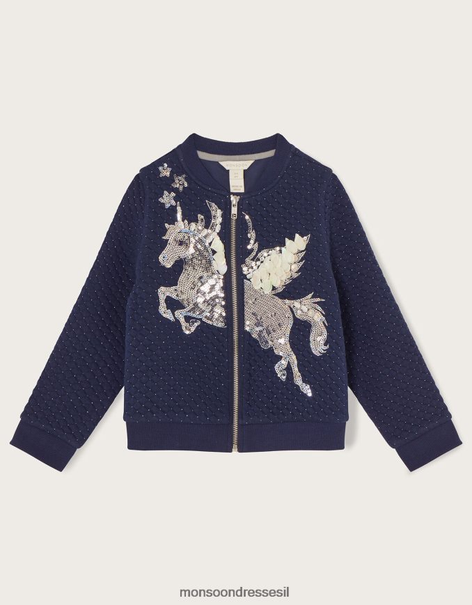 הַלבָּשָׁה Monsoon מעיל בומבר מרופד חד קרן נצנצים כחול (צי) ילדה HTJ0TZ1606