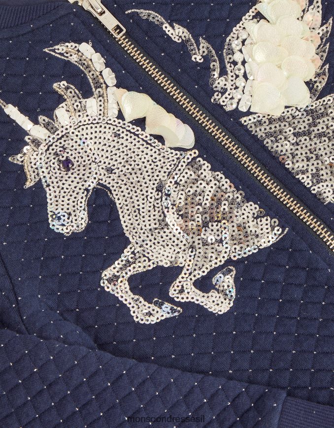 הַלבָּשָׁה Monsoon מעיל בומבר מרופד חד קרן נצנצים כחול (צי) ילדה HTJ0TZ1606