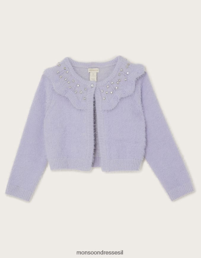 הַלבָּשָׁה Monsoon קרדיגן בולרו עם צווארון חן רך סגול (לילך) ילדה HTJ0TZ1609
