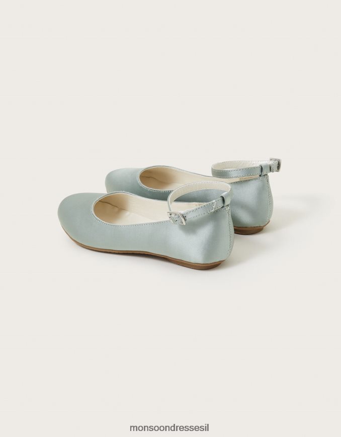 הַנעָלָה Monsoon דירות בלרינה מסאטן ירוק ילדה HTJ0TZ1613