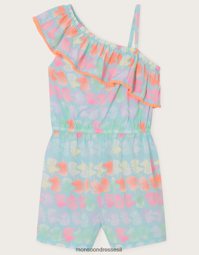 הַלבָּשָׁה Monsoon חליפת משחק חד קרן ראשי כתף אחת כחול (טורקיז) ילדה HTJ0TZ1614