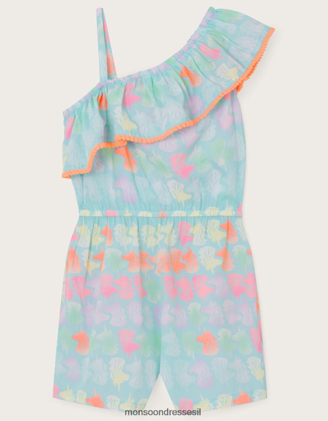 הַלבָּשָׁה Monsoon חליפת משחק חד קרן ראשי כתף אחת כחול (טורקיז) ילדה HTJ0TZ1614