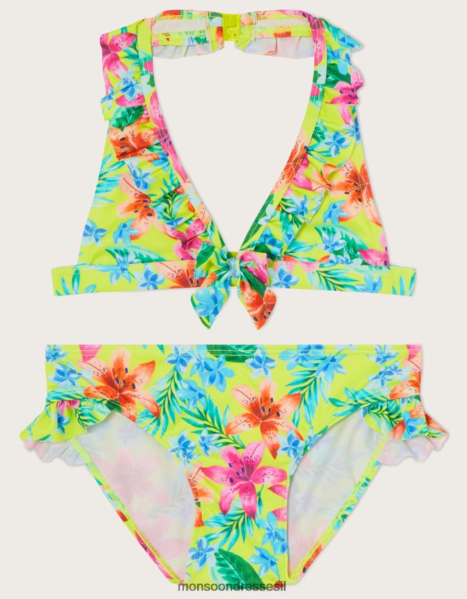 הַלבָּשָׁה Monsoon סט ביקיני משולש טרופי ירוק (ליים) ילדה HTJ0TZ1615