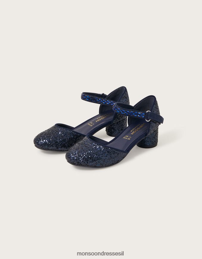 הַנעָלָה Monsoon נעלי עקב בלוק שני חלקים מסנוורים כחול (צי) ילדה HTJ0TZ1617