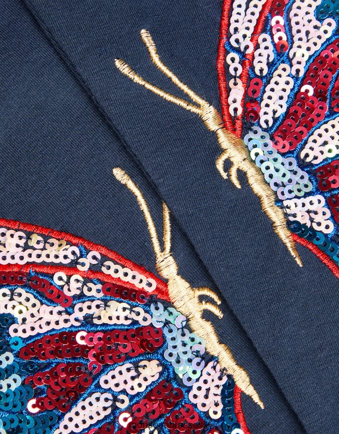 הַלבָּשָׁה Monsoon חותלות ג'רסי פרפר נצנצים כחול (צי) ילדה HTJ0TZ1618