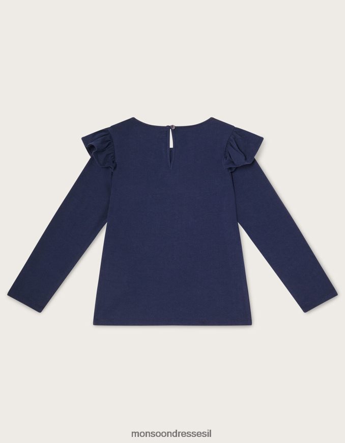 הַלבָּשָׁה Monsoon חלק עליון עם שרוול ארוך קשת כחול (צי) ילדה HTJ0TZ1620