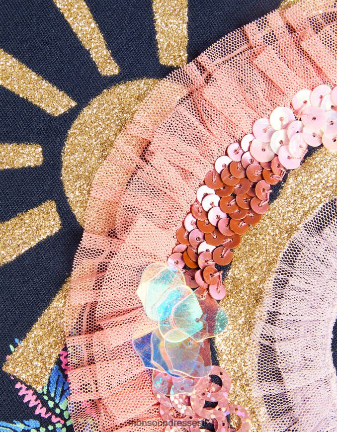 הַלבָּשָׁה Monsoon חלק עליון עם שרוול ארוך קשת כחול (צי) ילדה HTJ0TZ1620