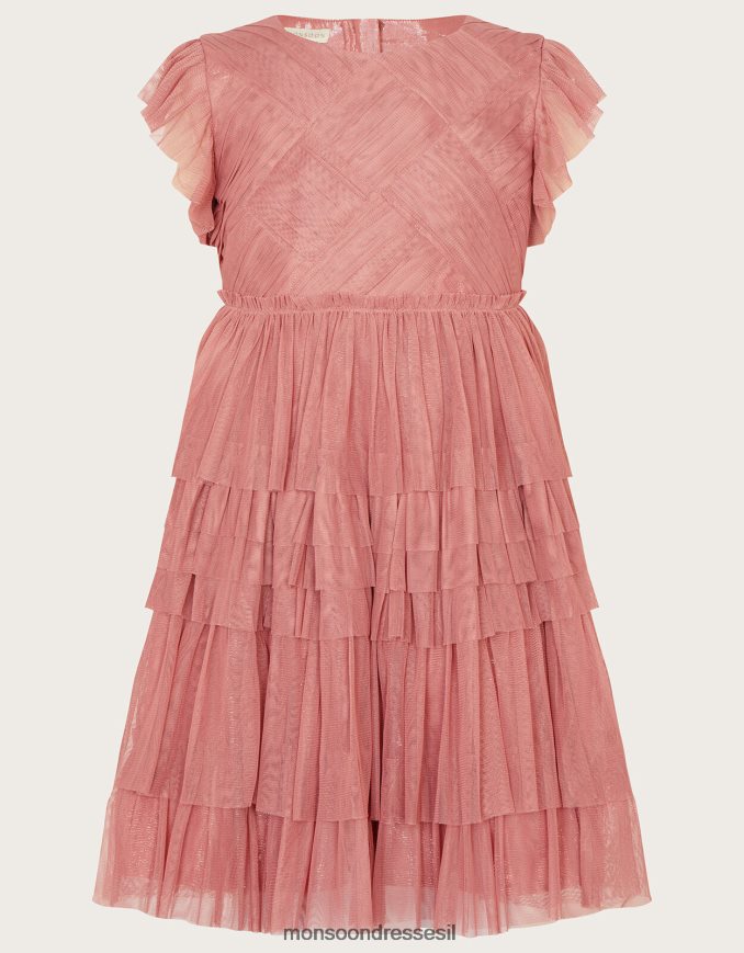 הַלבָּשָׁה Monsoon שמלת מסיבות מארוג רשת וָרוֹד ילדה HTJ0TZ1625