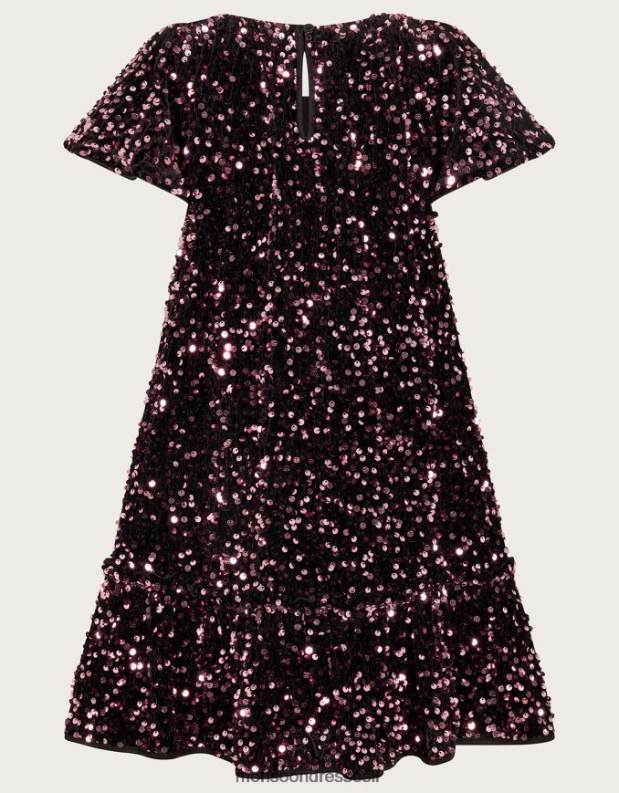 הַלבָּשָׁה Monsoon שמלת נדנדה מקטיפה נצנצים וָרוֹד ילדה HTJ0TZ1628