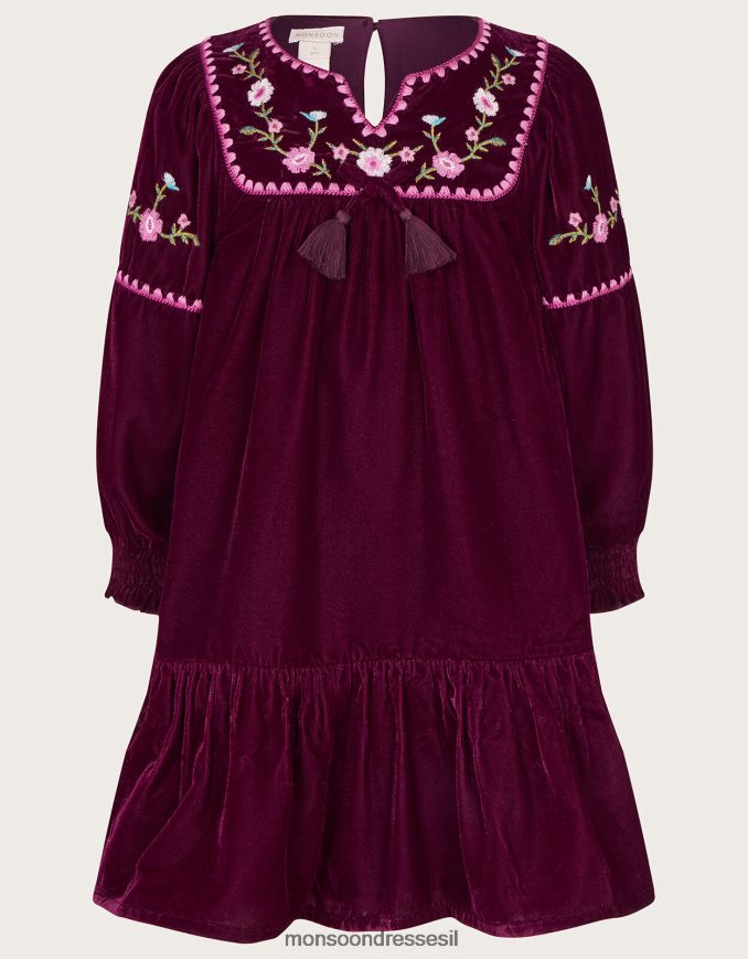 הַלבָּשָׁה Monsoon שמלת חלוק רקומה אדום (בורדו) ילדה HTJ0TZ1629
