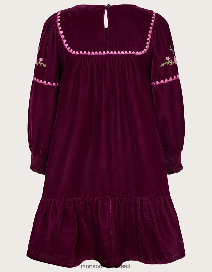 הַלבָּשָׁה Monsoon שמלת חלוק רקומה אדום (בורדו) ילדה HTJ0TZ1629